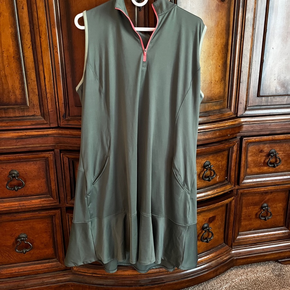 Lady Hagen Olive Golf Dress with Pink Accents includes Shorts